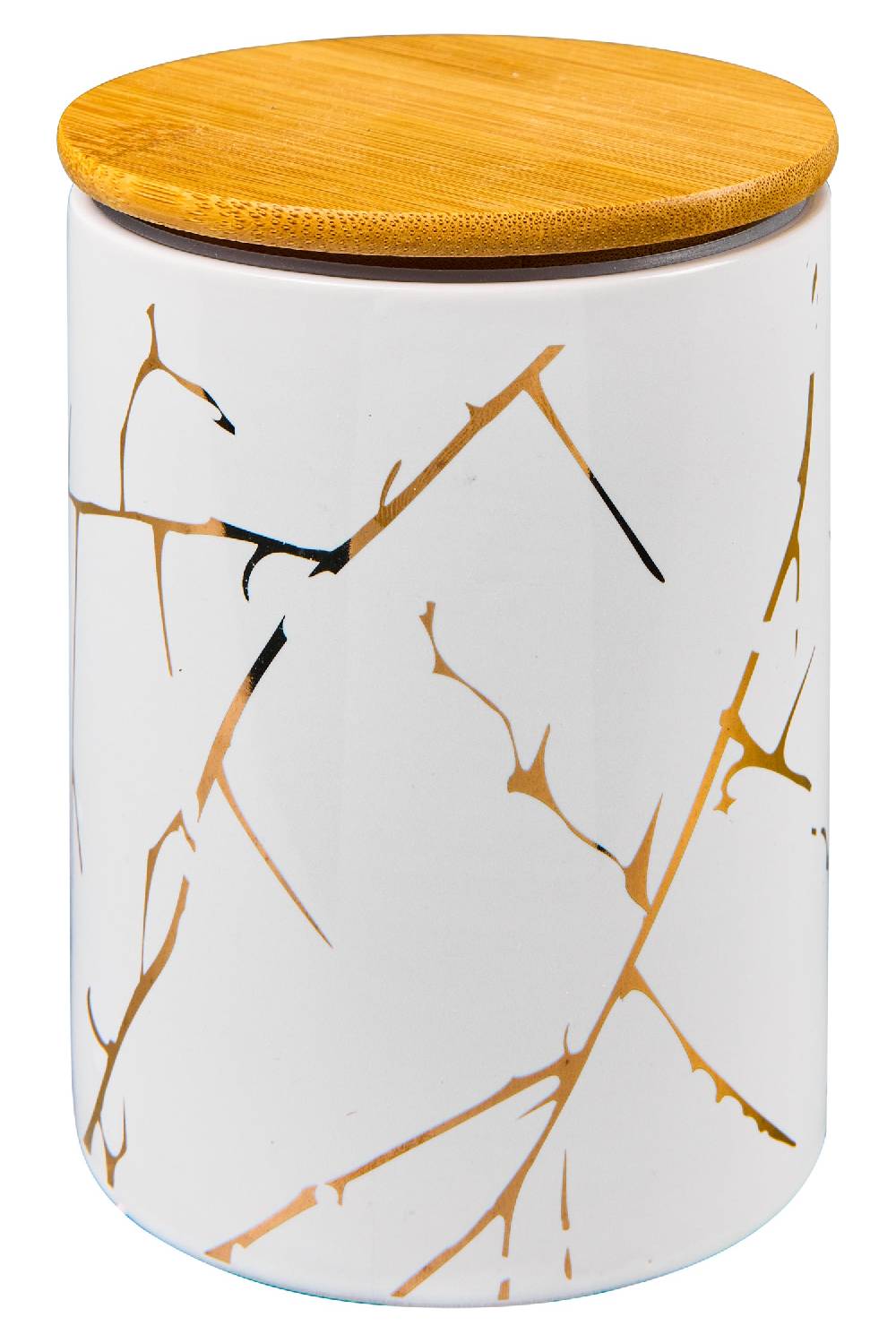 Novità Home Kitchen - Barattolo Bianco Ramage Oro Con Tappo Legno Grande