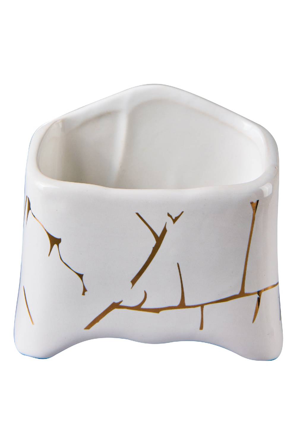 Novità Home Kitchen - Piccolo Contenitore Bianco Con Righe Oro