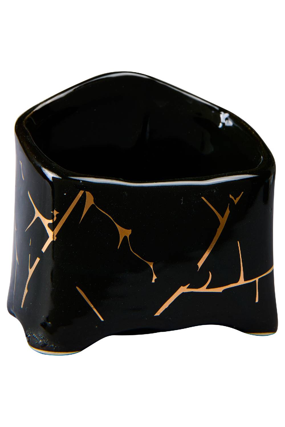 Novità Home Kitchen - Piccolo Contenitore Nero Con Righe Oro