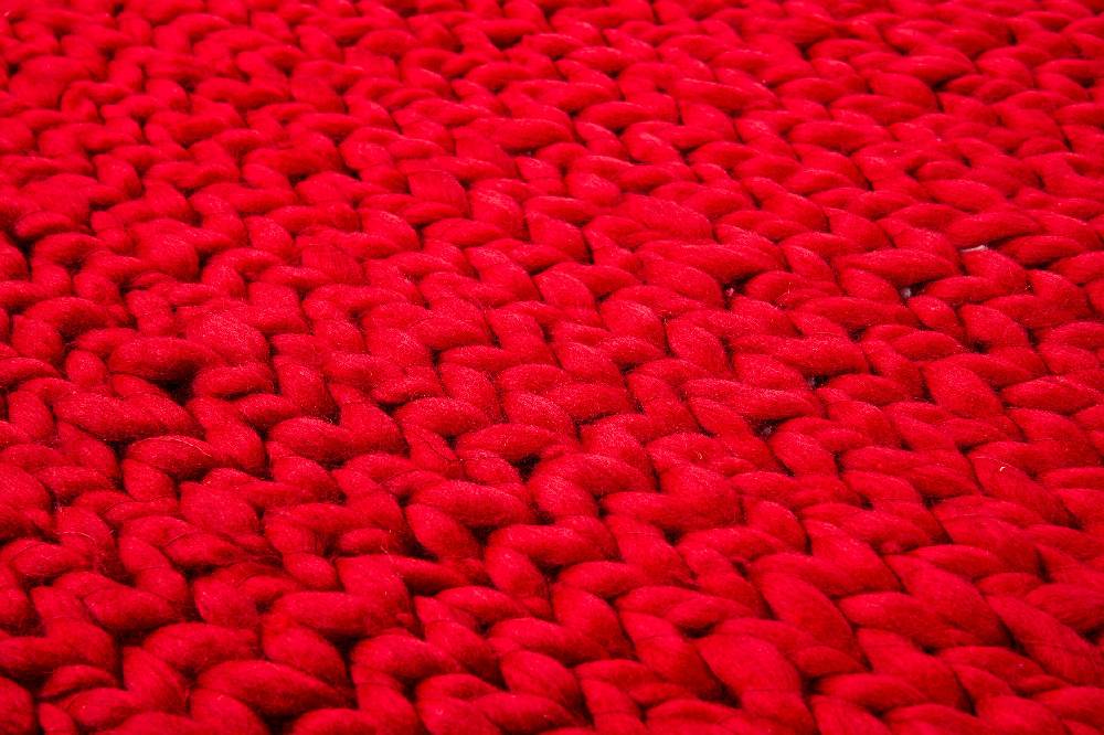 Novità Home Knitting - Blanket Forehand And Backhands Rosso