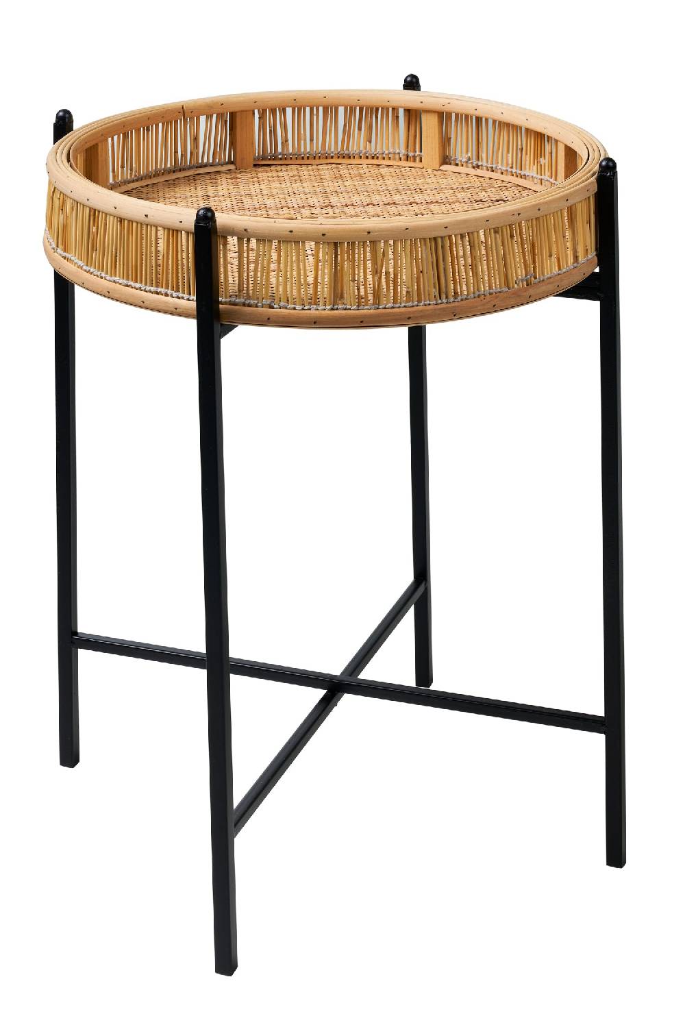 Novità Home Kyoto - Pliant Vassoio Tondo In Bambu Con Gambe In Ferro