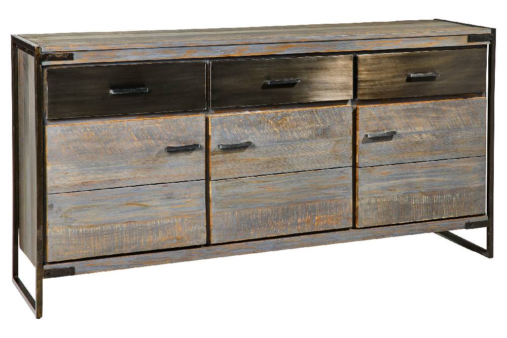 Novità Home Leicester - Credenza 3 Cassetti 3 Sportelli Grey