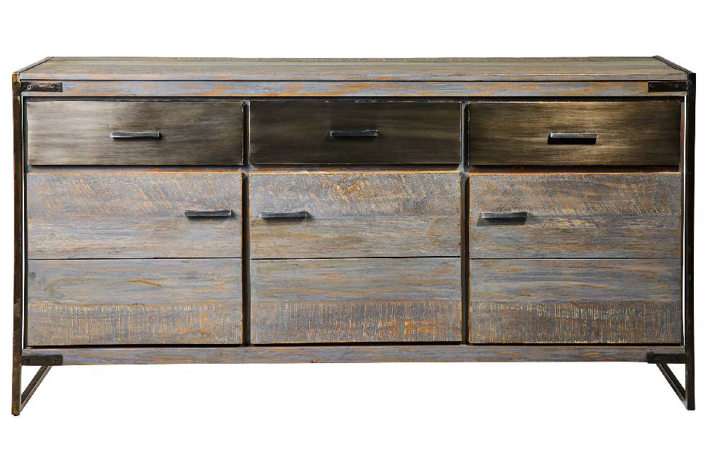 Novità Home Leicester - Credenza 3 Cassetti 3 Sportelli Grey