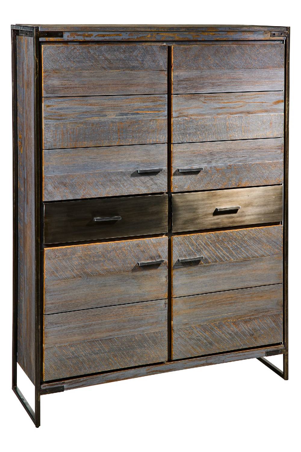 Novità Home Leicester - Credenza Alta 4 Sportelli 2 Cassetti Grey