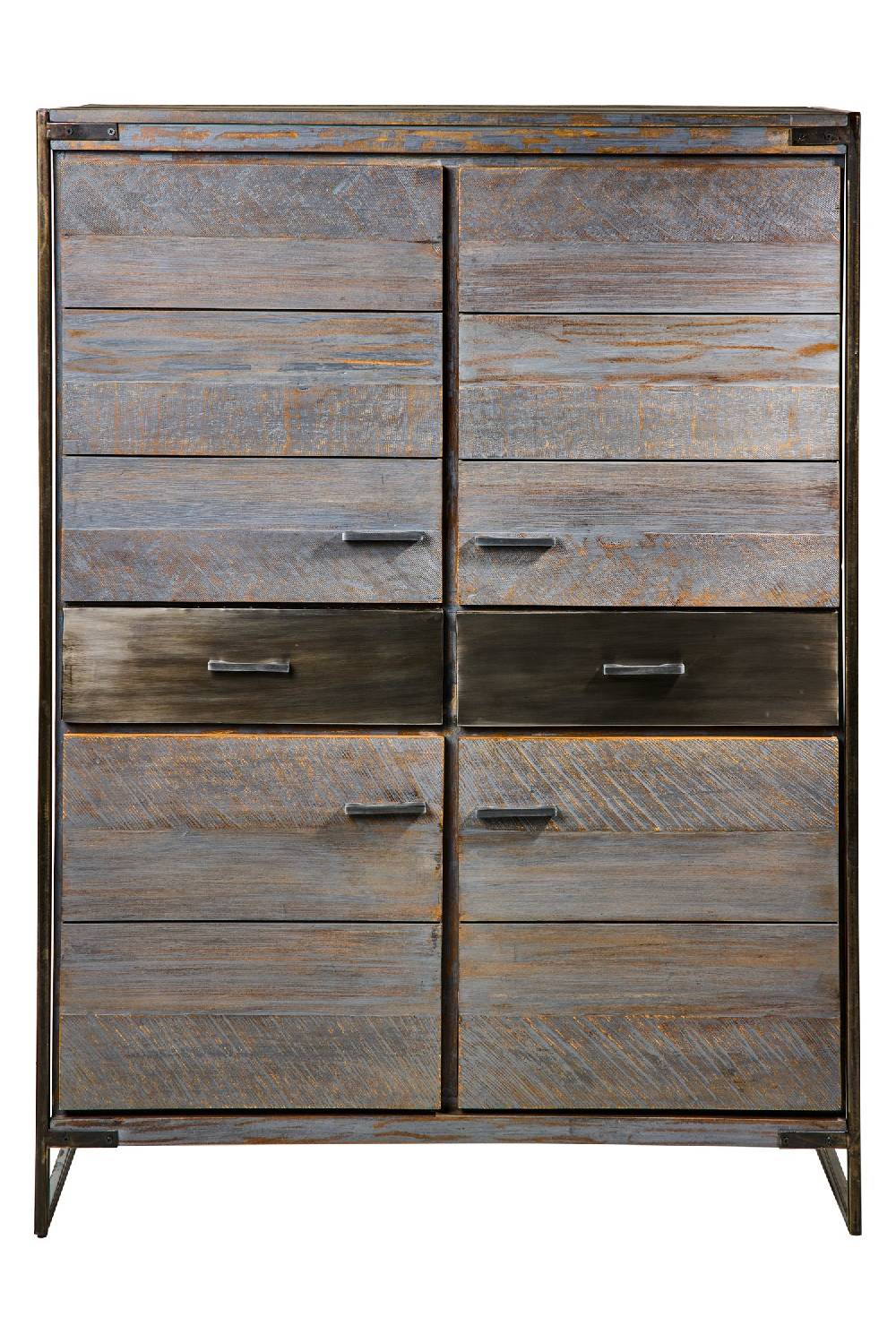 Novità Home Leicester - Credenza Alta 4 Sportelli 2 Cassetti Grey
