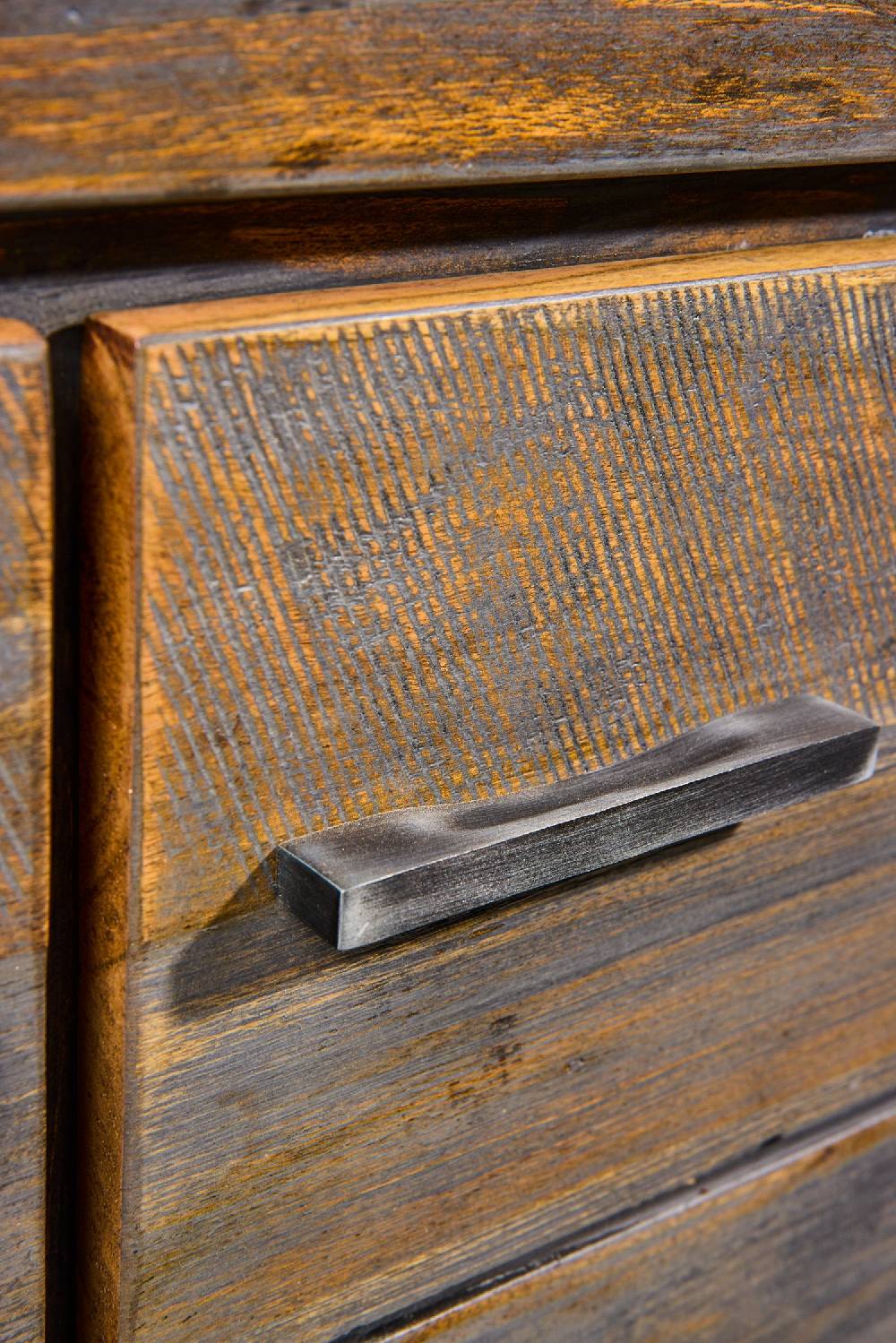 Novità Home Leicester - Credenza In Legno Di Acacia Con 3 Cassetti 3 Sportelli