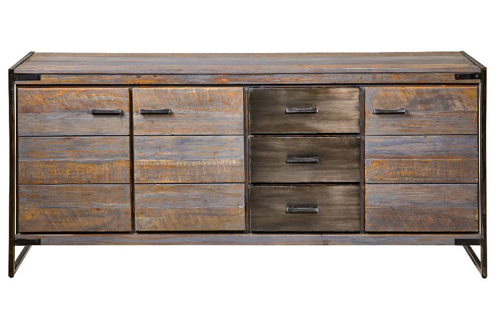 Novità Home Leicester - Credenza in Legno di Acacia con 3 Cassetti 3 Sportelli