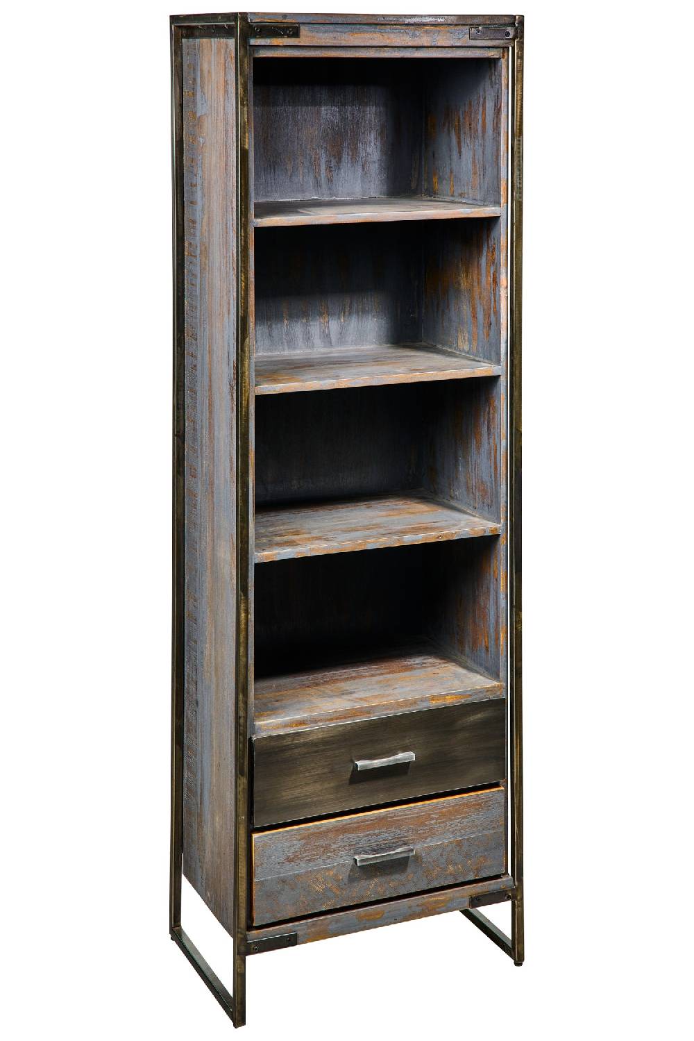 Novità Home Leicester - Libreria Alta Con Ripiani E 2 Cassetti Grey