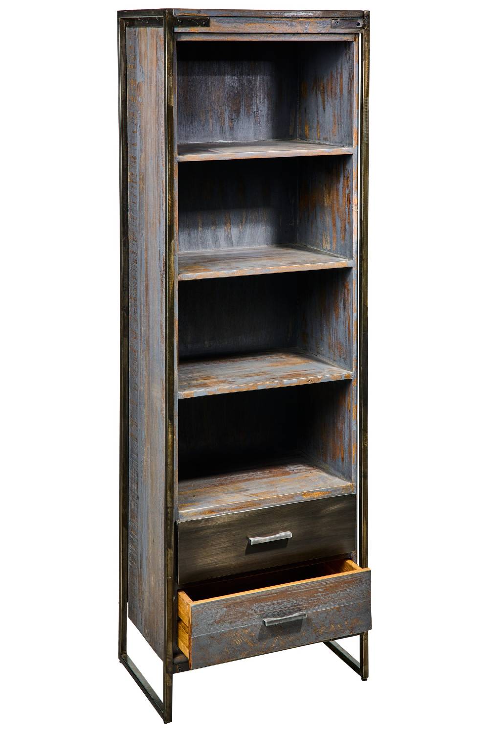 Novità Home Leicester - Libreria Alta Con Ripiani E 2 Cassetti Grey