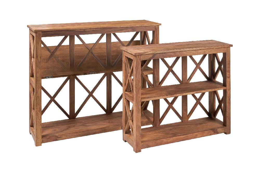 Novità Home Libreria Bassa In Legno Naturale - Set 1/2