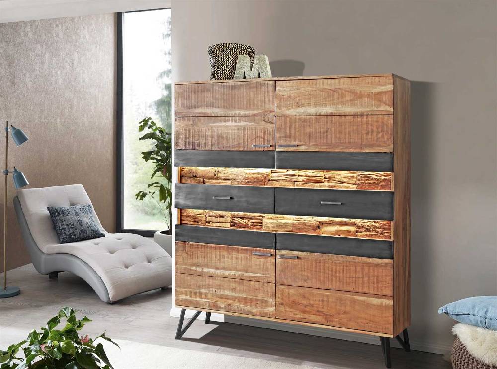 Novità Home Light - Mobile In Legno Di Acacia E Cassetti Con LED