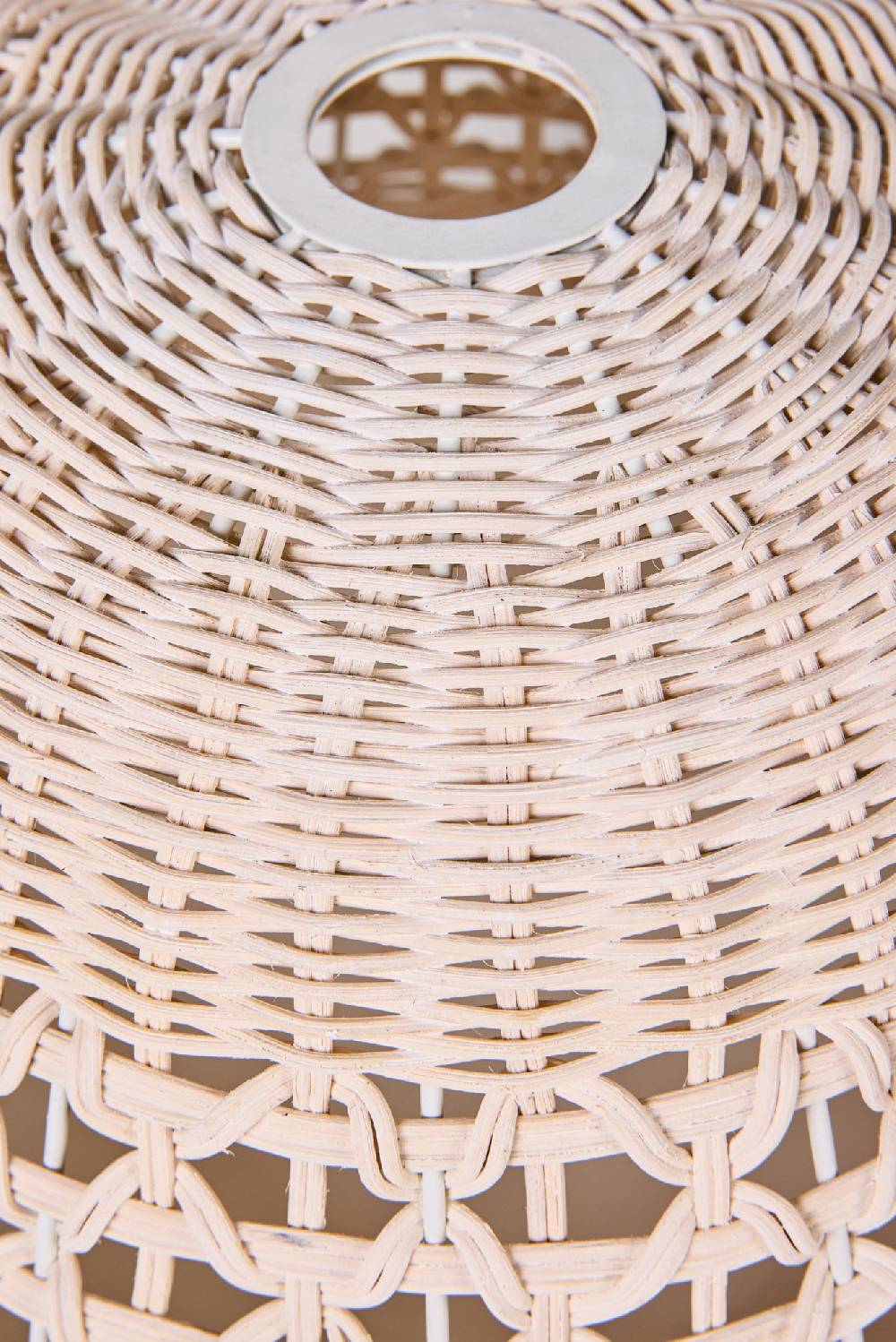 Novità Home Lumiere - Cappello Lampadario In Midollino Traforato Bianco