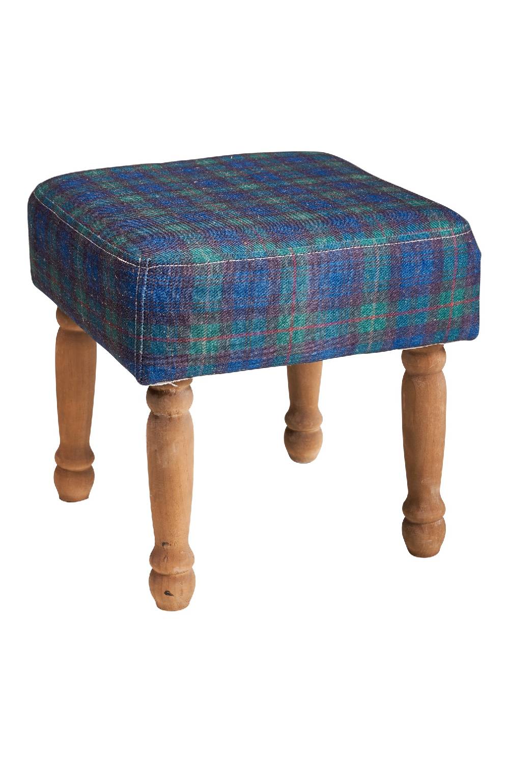 Novità Home Mackenzie - Sgabello Basso Quadrato Scozzese Verde Bleached