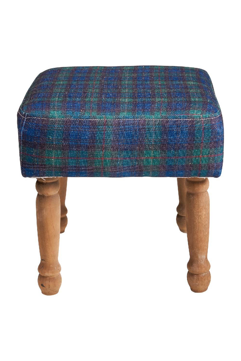 Novità Home Mackenzie - sgabello basso quadrato scozzese verde bleached
