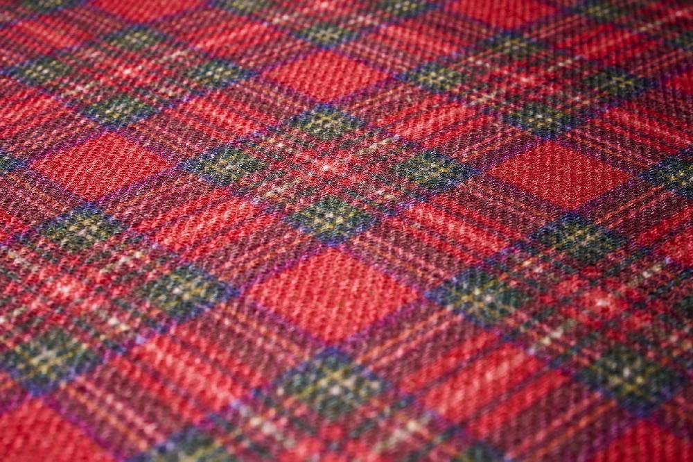 Novità Home Mackenzie - Sgabello Basso Tondo Tartan Rosso Bleached