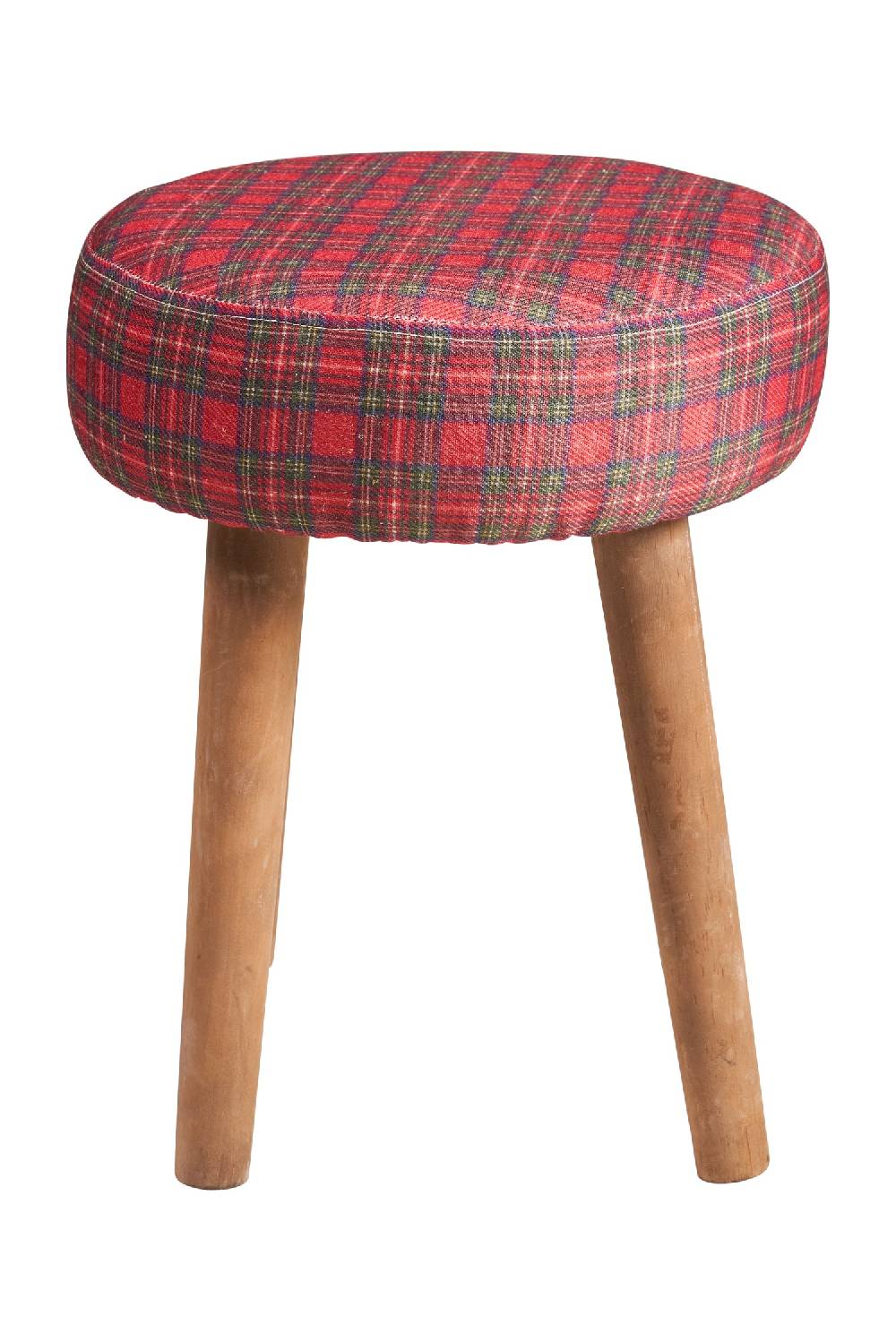 Novità Home Mackenzie - sgabello basso tondo tartan rosso bleached