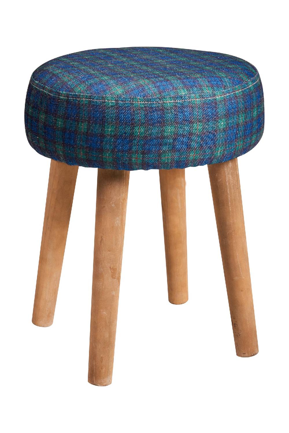 Novità Home Mackenzie - Sgabello Basso Tondo Tartan Verde Bleached