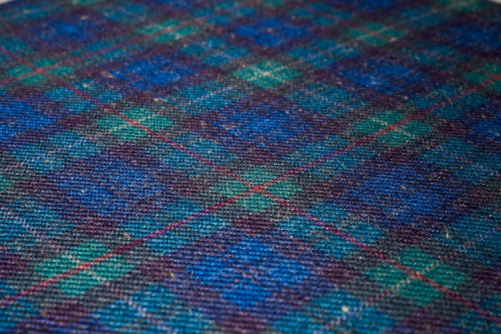 Novità Home Mackenzie - Sgabello Basso Tondo Tartan Verde Bleached