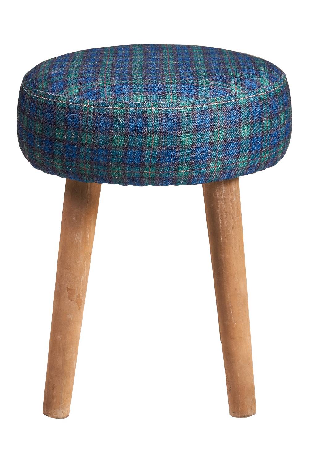 Novità Home Mackenzie - sgabello basso tondo tartan verde bleached