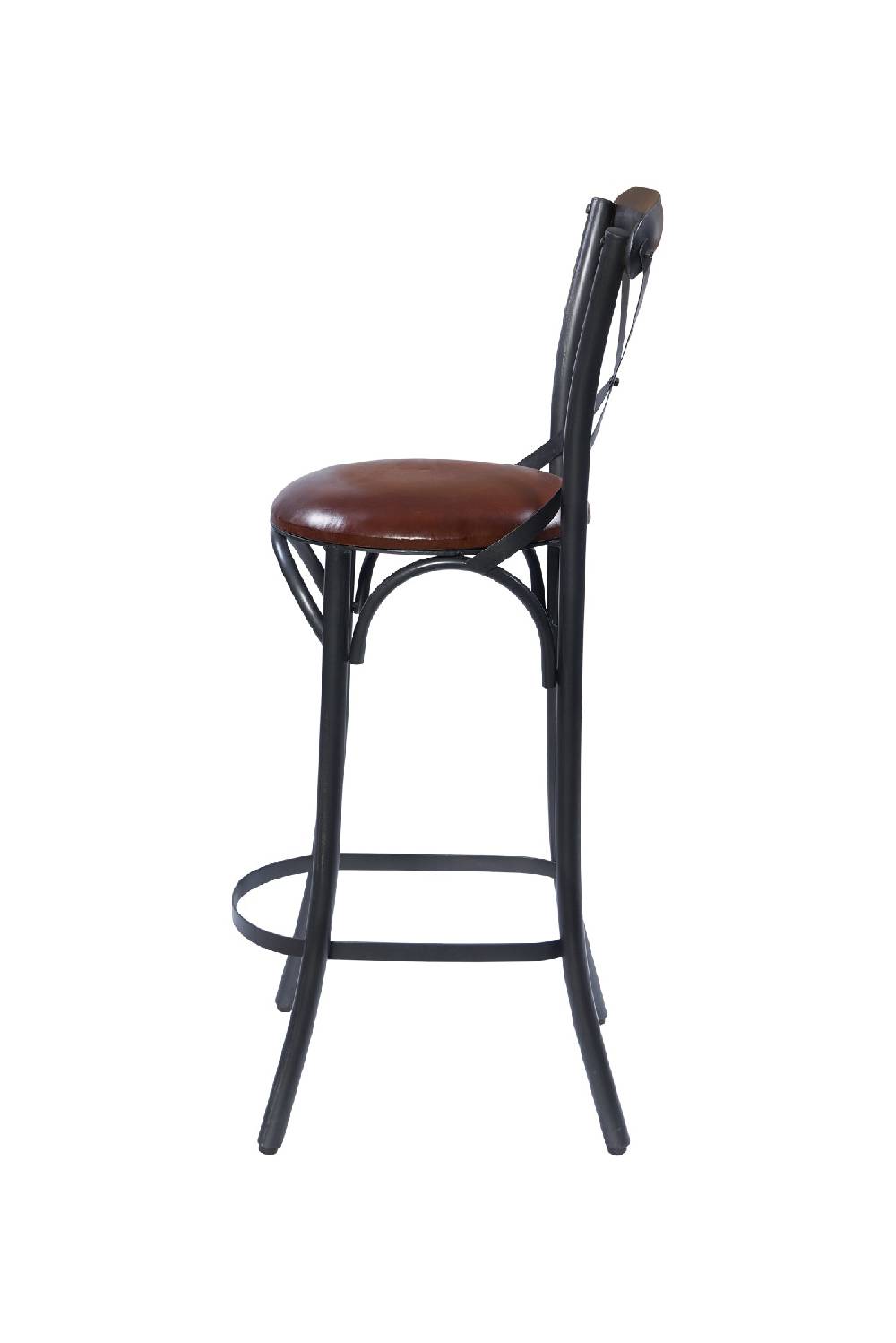 Novità Home Manhattan-sgabello Alto Incrocio Metallo Seduta Imbottita Pelle