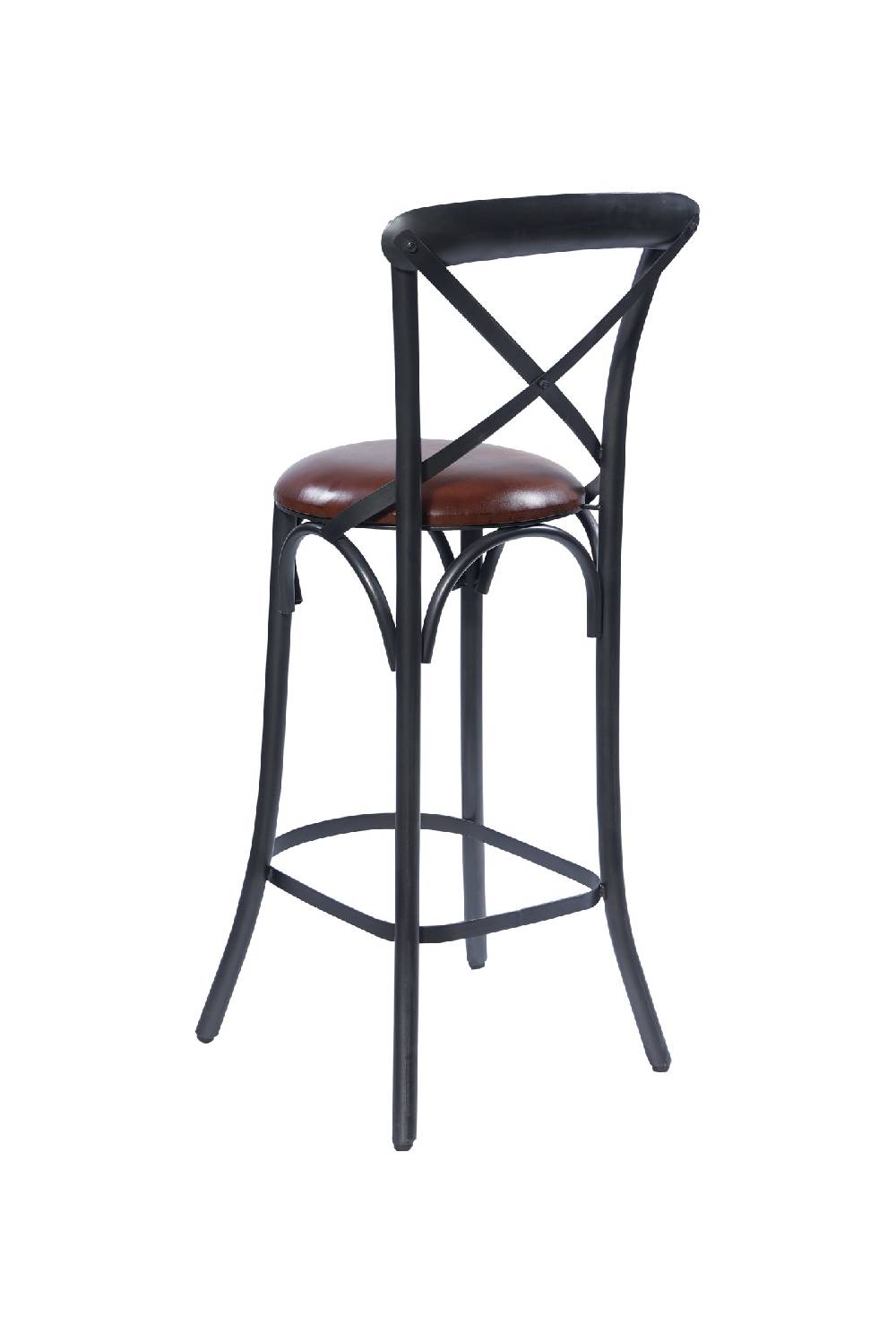 Novità Home Manhattan-sgabello Alto Incrocio Metallo Seduta Imbottita Pelle