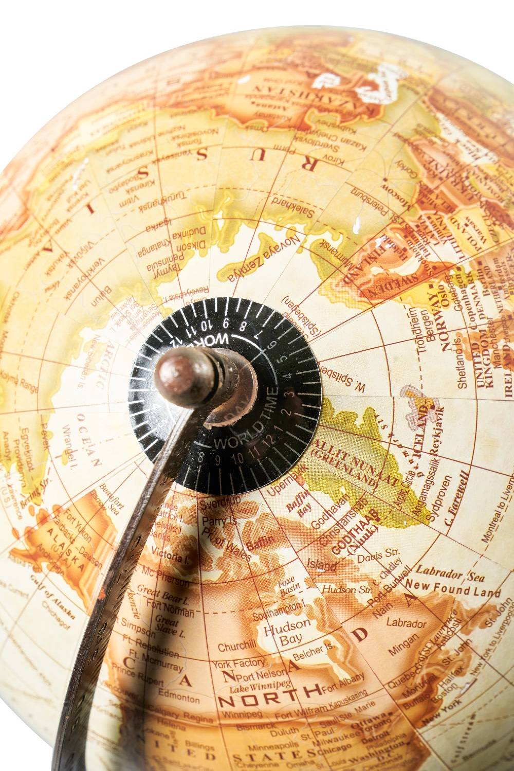 Novità Home Mappamondo - Globo Crema Base Metallo Brunito