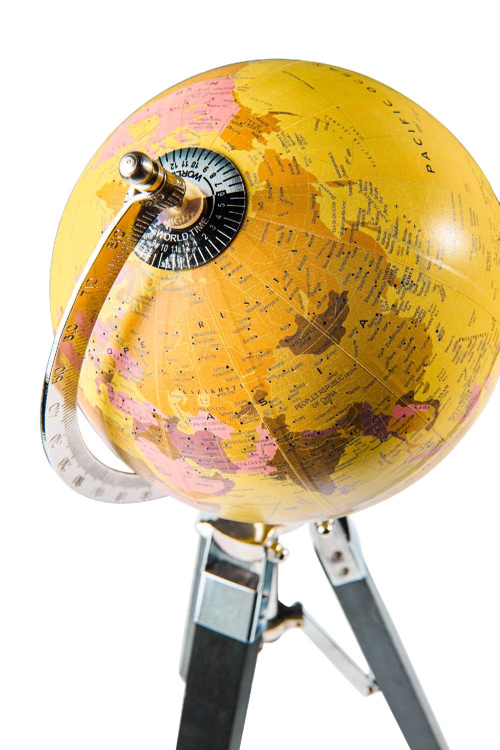 Novità Home Mappamondo - Globo Giallo E Rosa Su Trepiede