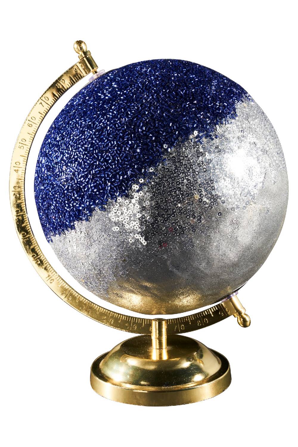 Novità Home Mappamondo - globo glitter blue argento base metallo dorato