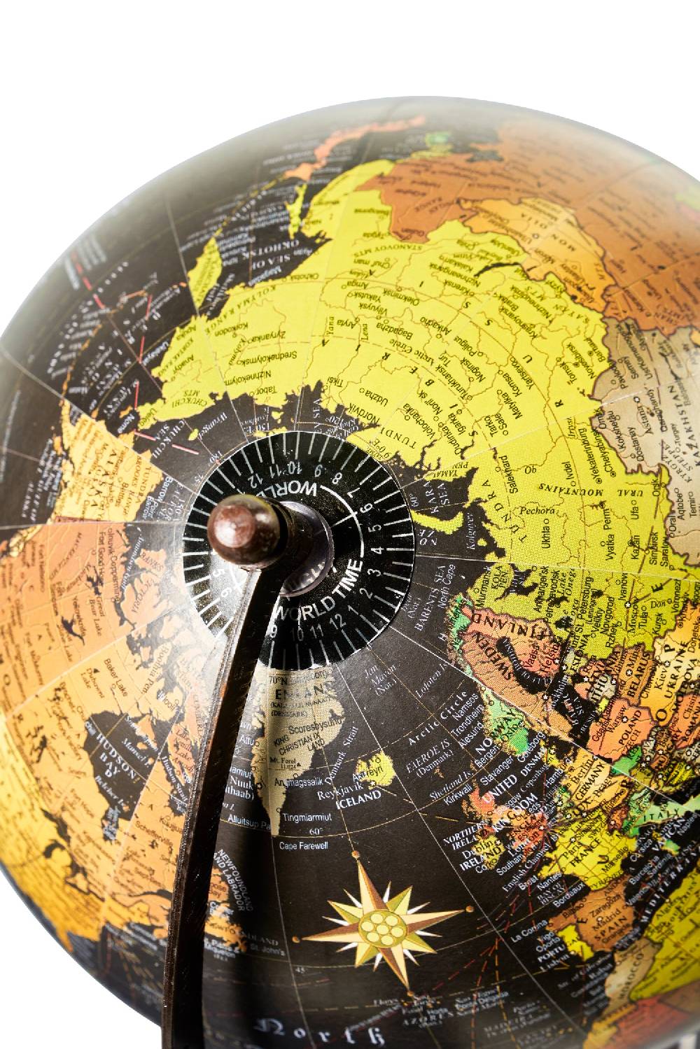 Novità Home Mappamondo - Globo Nero Base Metallo Brunito