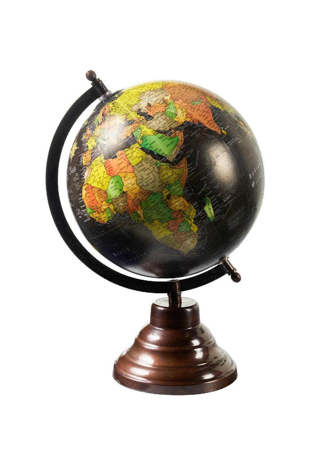 Novità Home Mappamondo - globo nero base metallo brunito