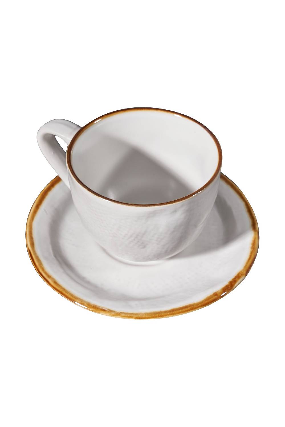 Novità Home Mediterraneo - Tazza Macchiato Con Piattino In Gres Bianco