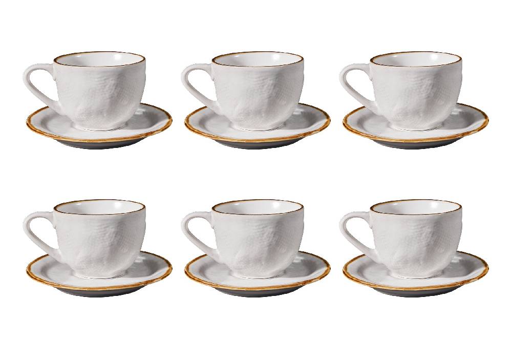 Novità Home Mediterraneo - Tazza Macchiato Con Piattino In Gres Bianco