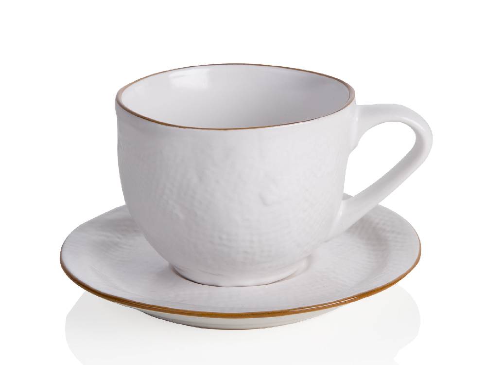 Novità Home Mediterraneo - Tazza Macchiato con Piattino in Gres Bianco