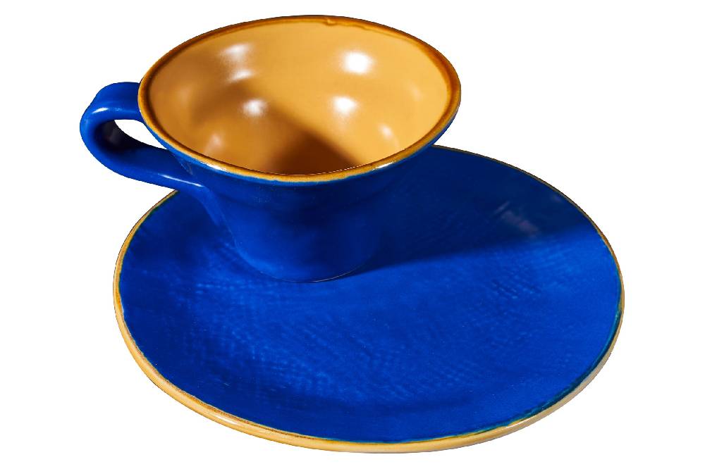 Novità Home Mediterraneo - Tazzina Svasata Caffè Con Piattino - 6 Colori Assortiti