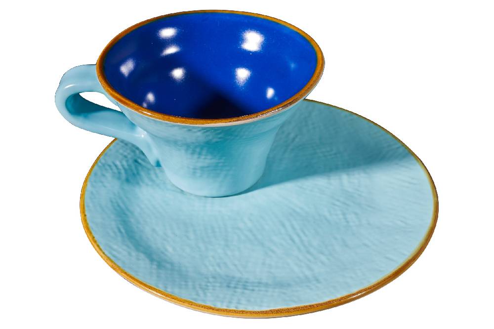 Novità Home Mediterraneo - Tazzina Svasata Caffè Con Piattino - 6 Colori Assortiti