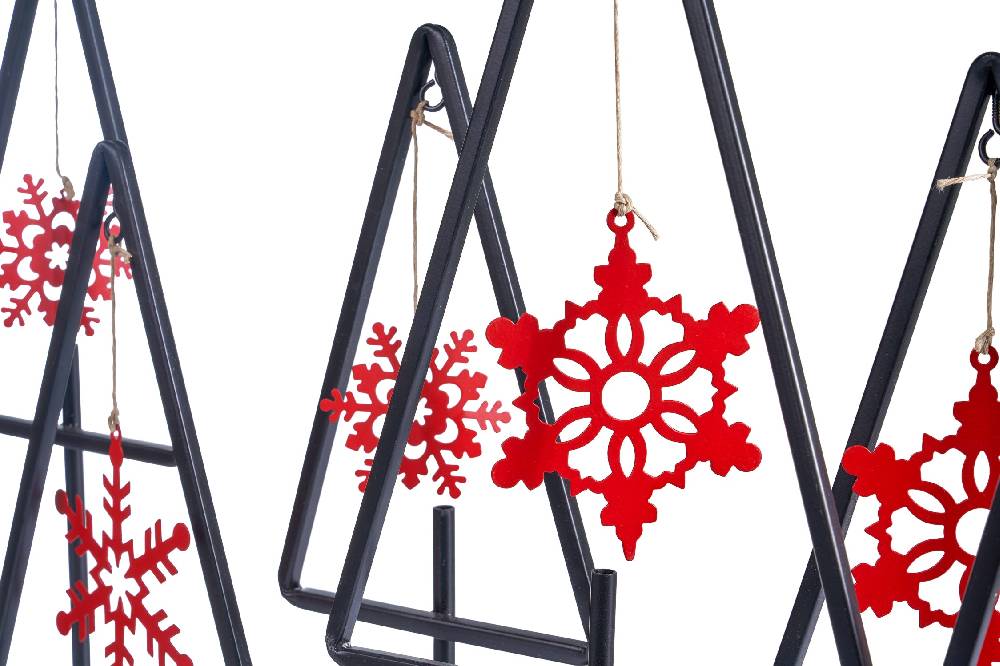 Novità Home Merry - Bosco Stilizzato Nero Con Fiocchi Neve Rossi