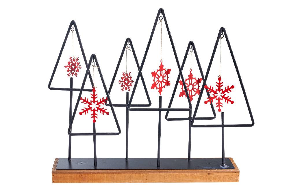 Novità Home Merry - Bosco Stilizzato Nero Con Fiocchi Neve Rossi