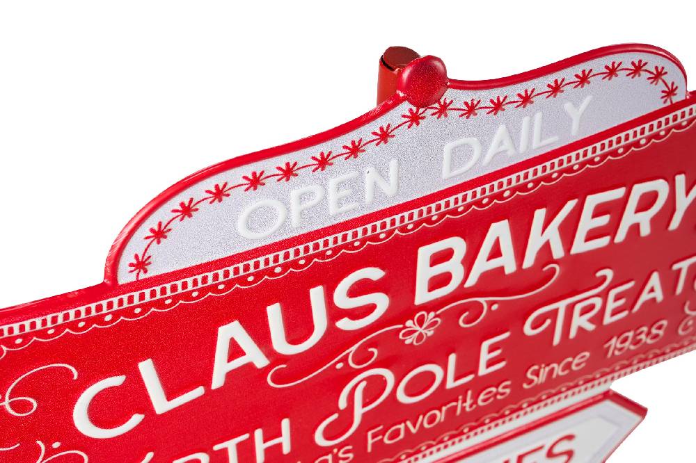 Novità Home Merry - Cartello Indicazioni Open Daily Claus Bakery Noth Pole