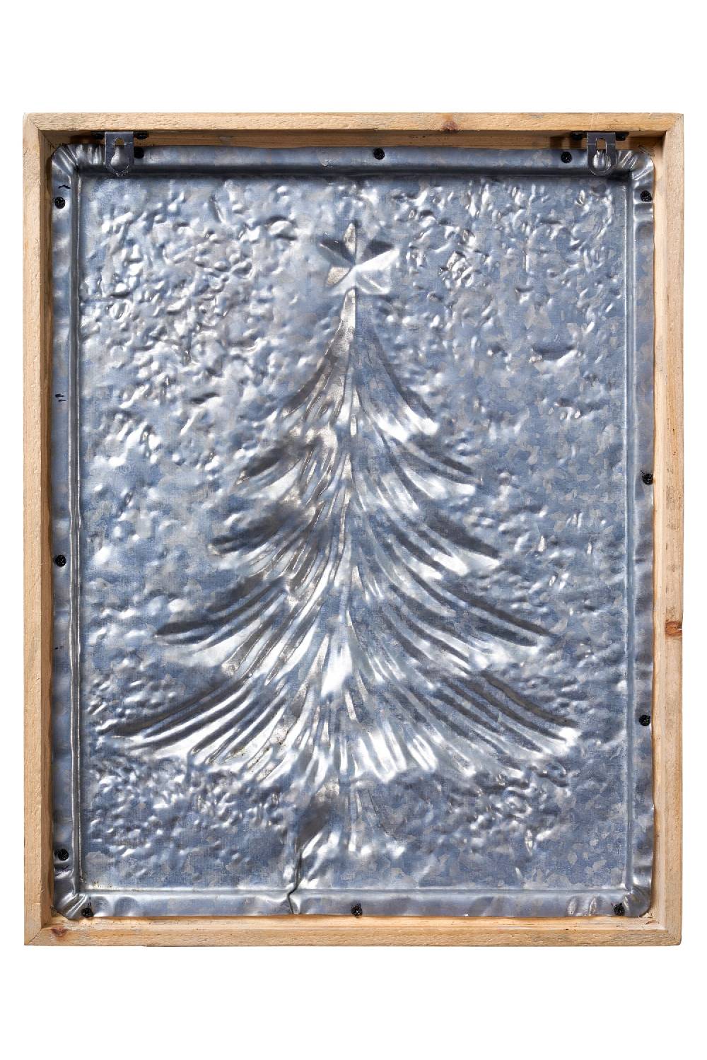 Novità Home Merry - Quadretto Metallo Albero In Rilievo Innevato