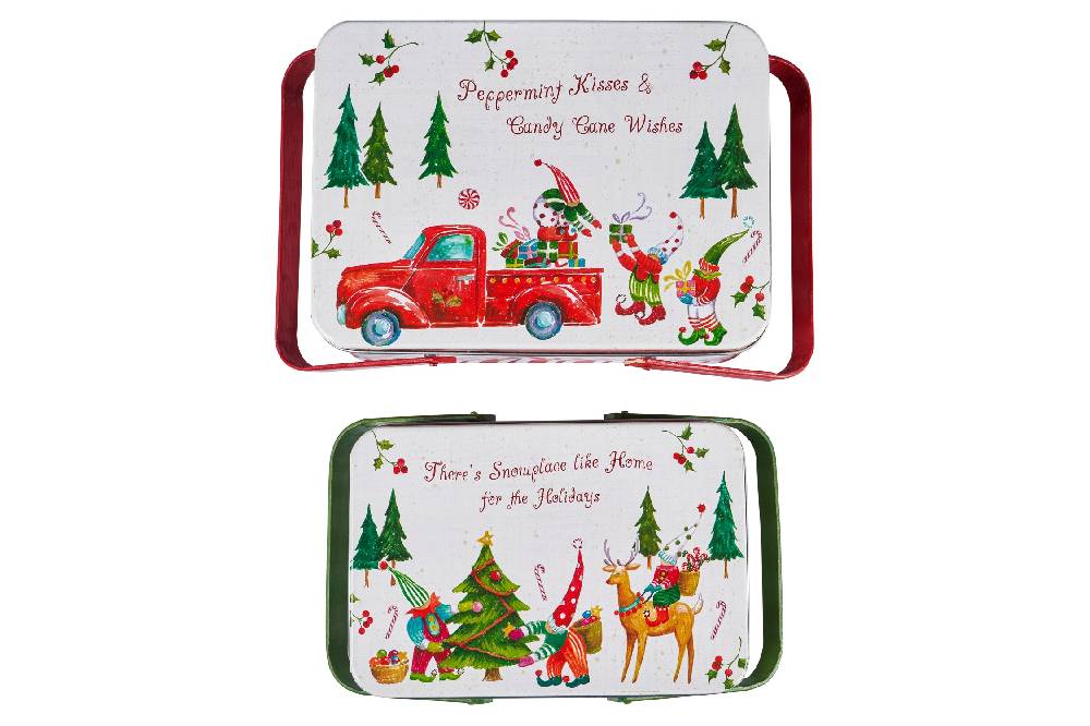 Novità Home Merry - Scatola Metallo Set 1/2 Peppermint Kisses