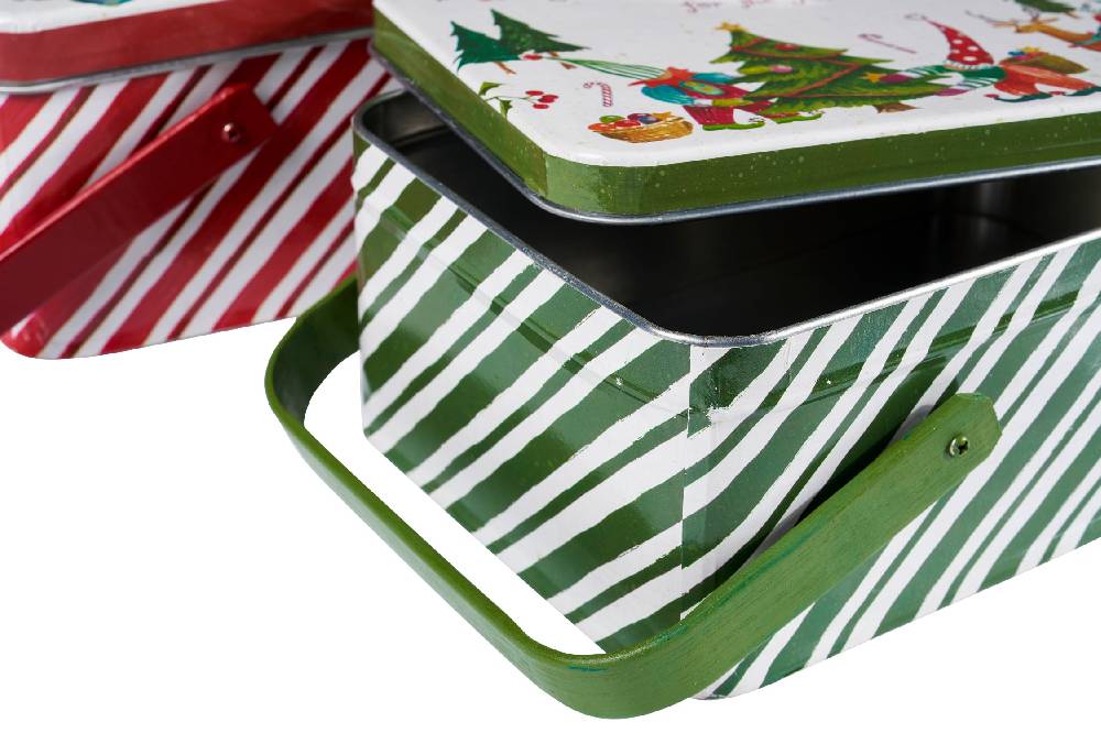 Novità Home Merry - Scatola Metallo Set 1/2 Peppermint Kisses