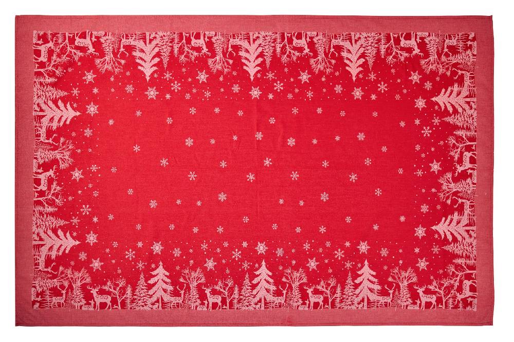 Novità Home Merry - Tovaglia Stampa Bosco Rossa Antipiega