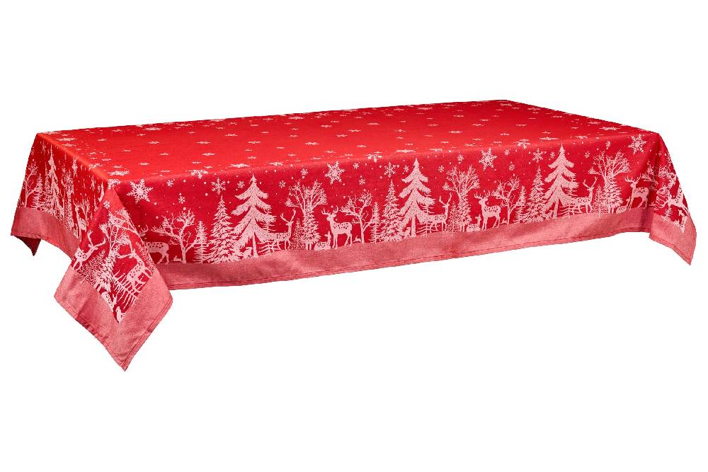 Novità Home Merry - Tovaglia Stampa Bosco Rossa Antipiega