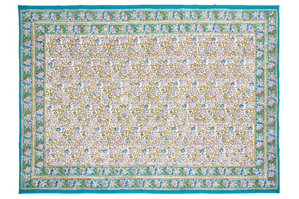 Novità Home Monreale - Mezzero Doppio Decor Turchese In Cotone - 270X270