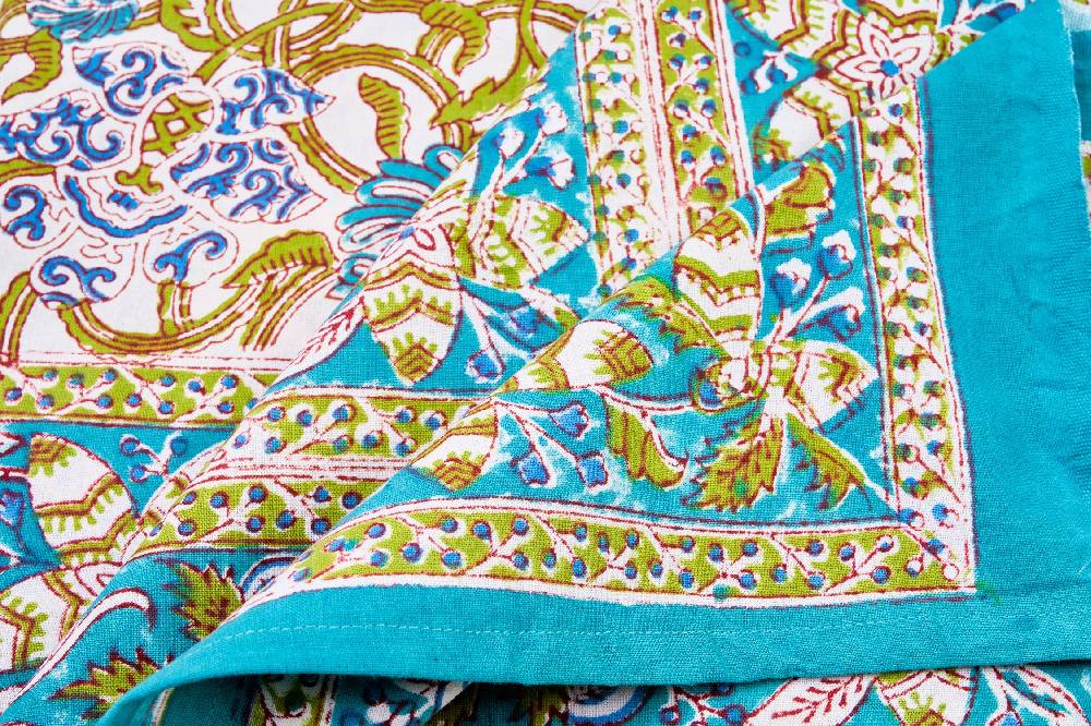 Novità Home Monreale - Mezzero Singolo Decor Turchese In Cotone - 180x270