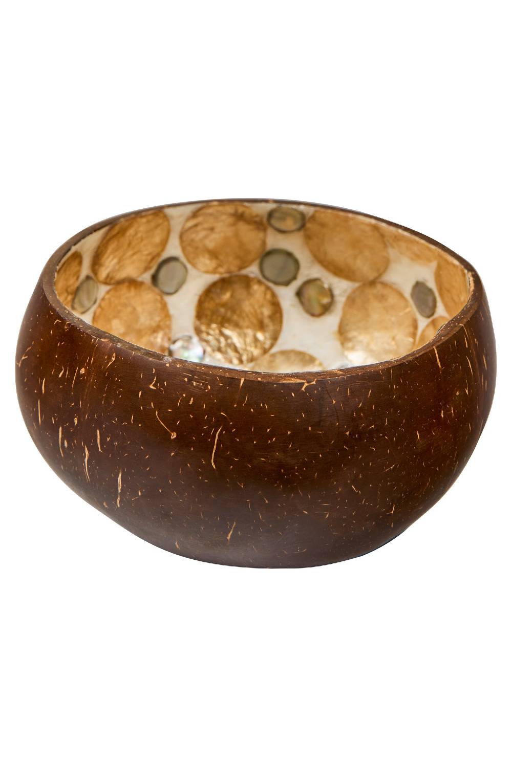 Novità Home Nacre - Ciotolina In Cocco Interno Madreperla Pois Oro E Argento
