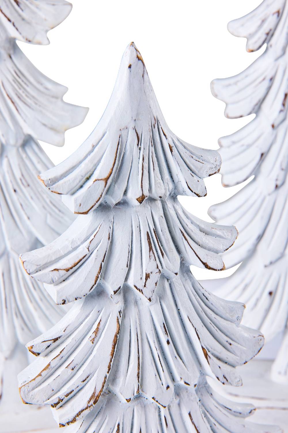 Novità Home Noel- Set 3 Alberi Intagliati Bianchi E Oro