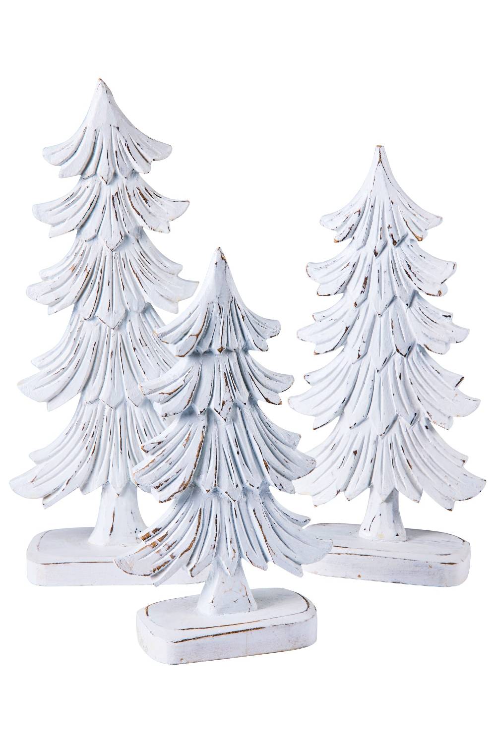 Novità Home Noel- Set 3 Alberi Intagliati Bianchi e Oro