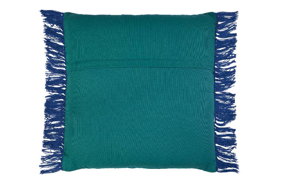 Novità Home Cuscino Frange In Cotone Azzurro - 45x45