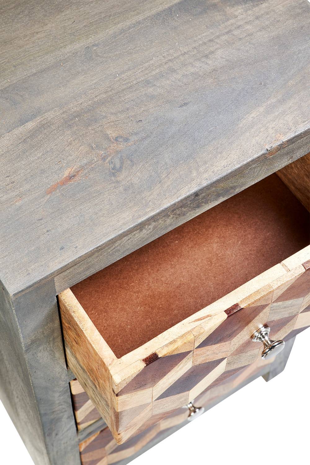 Novità Home Dimension - Comodino 3 Cassetti In Legno